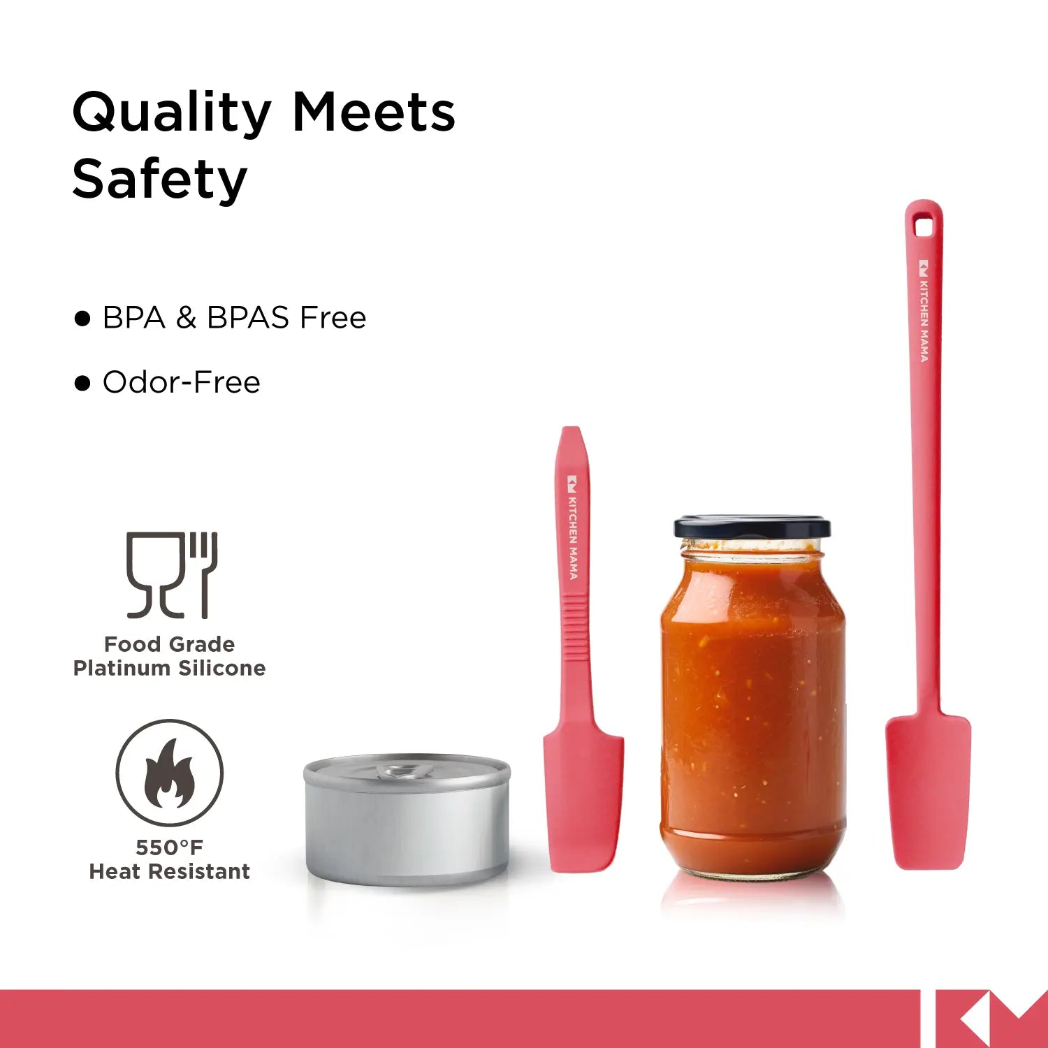 Espátulas de silicona para tarros y latas, SP0420-R, rojo, la calidad se une a la seguridad, sin BPA ni BPAS, sin olores, silicona platino de calidad alimentaria